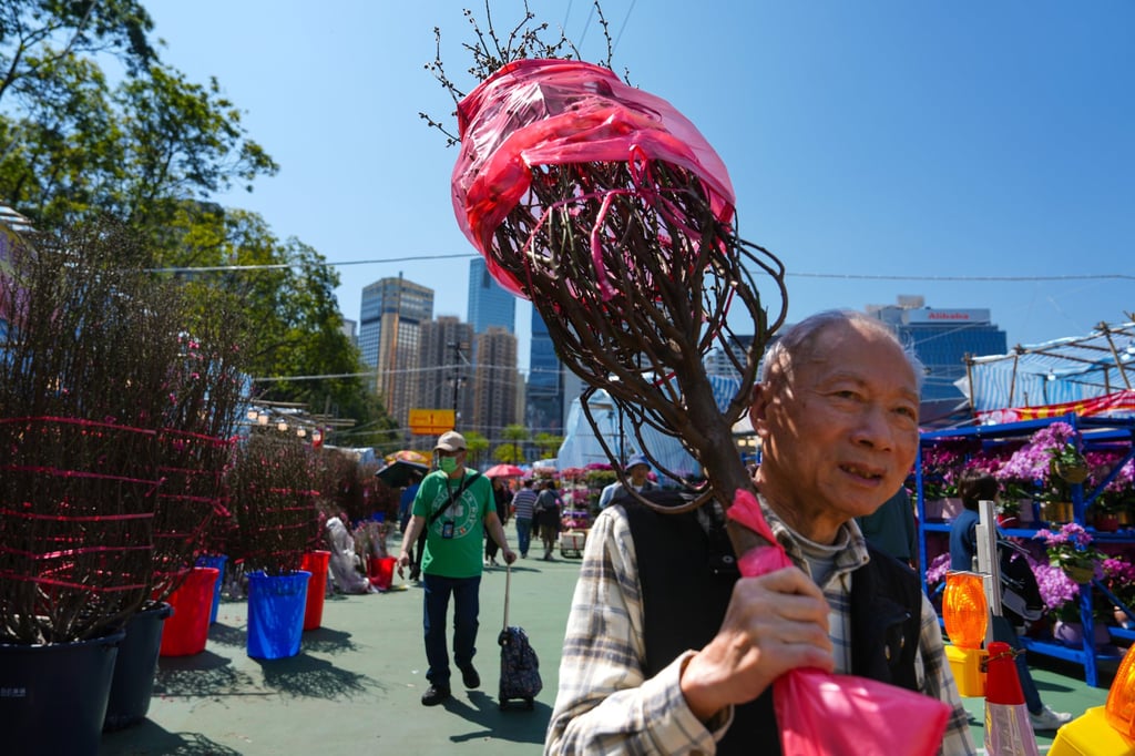 Blossoming plants were popular among shoppers, with the best quality ones costing around HK$2,000. Photo: Sam Tsang
