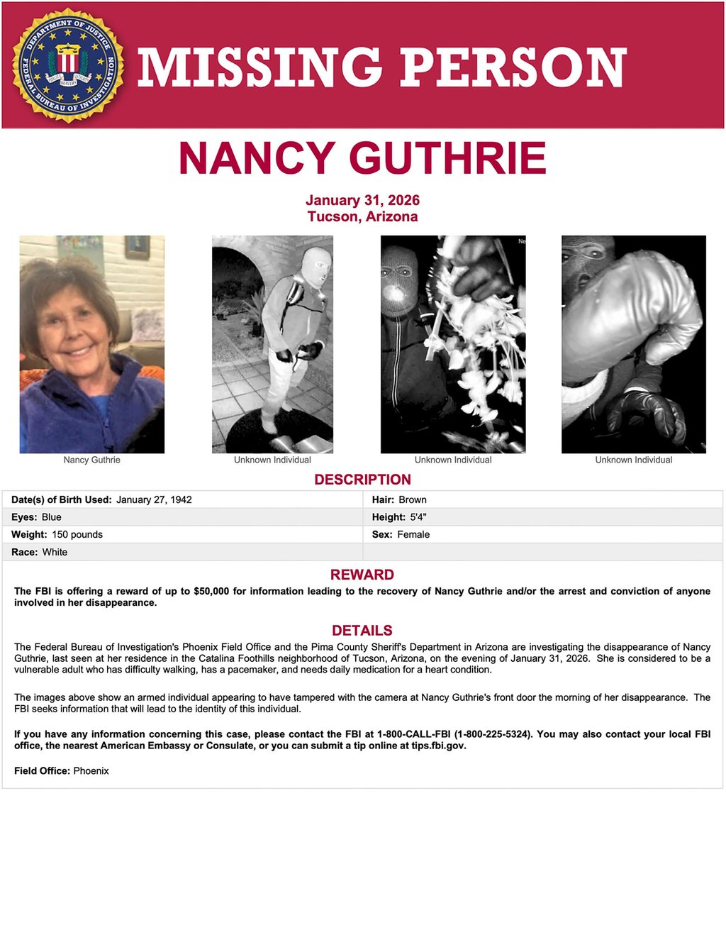 An FBI notice in the case. Photo: FBI An FBI notice in the case. Photo: FBI