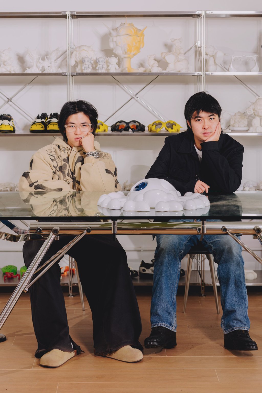 Waiting for inspiration to strike? Tate and Andrew Mok in the studio. Photo: Jocelyn Tam