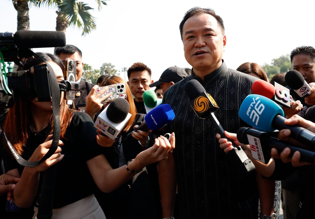 Thai caretaker prime minister and Bhumjaithai Party’s leader Anutin Charnvirakul arrives to attend a weekly cabinet meeting at Government House in Bangkok on Tuesday. Photo: EPA