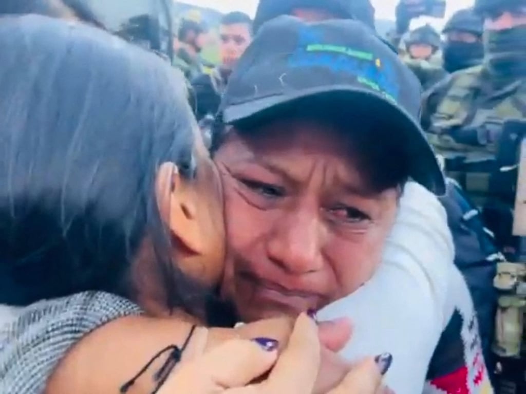 Senator Aida Quilcue after her rescue. Photo: Colombian Defence Ministry via AFP