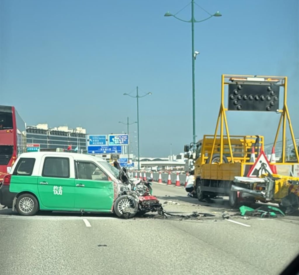 The crash severely damaged the taxi’s front. Photo: Handout