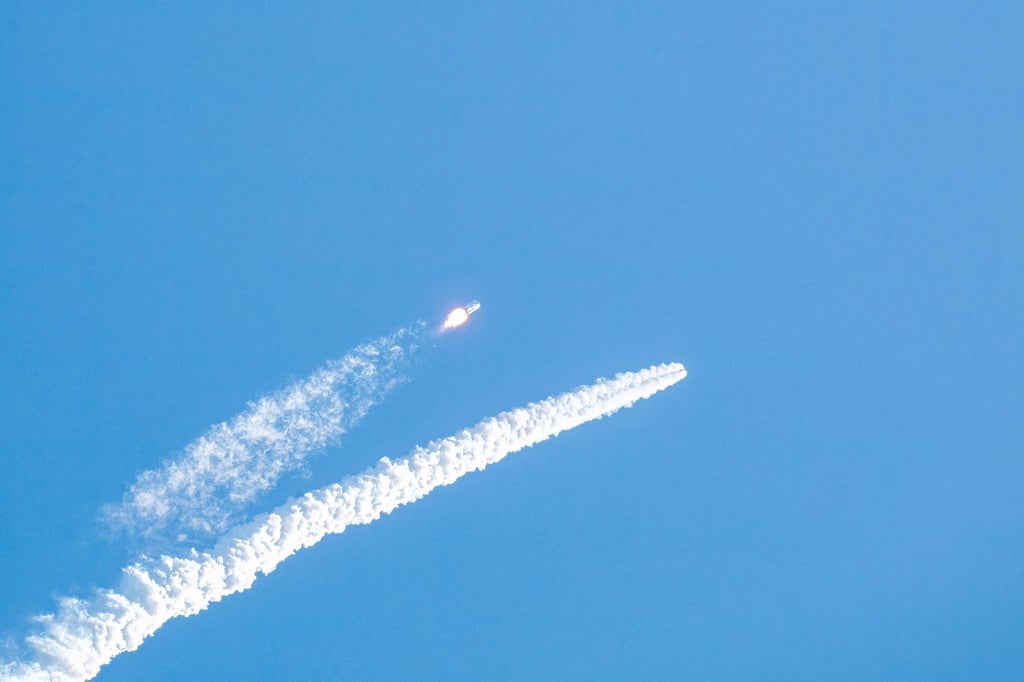 The Mengzhou spacecraft separates from the Long March-10 carrier during Wednesday’s escape test and first flight for the heavy-lift new generation rocket. Photo by CNS/AFP The Mengzhou spacecraft separates from the Long March-10 carrier during Wednesday’s escape test and first flight for the heavy-lift new generation rocket. Photo by CNS/AFP