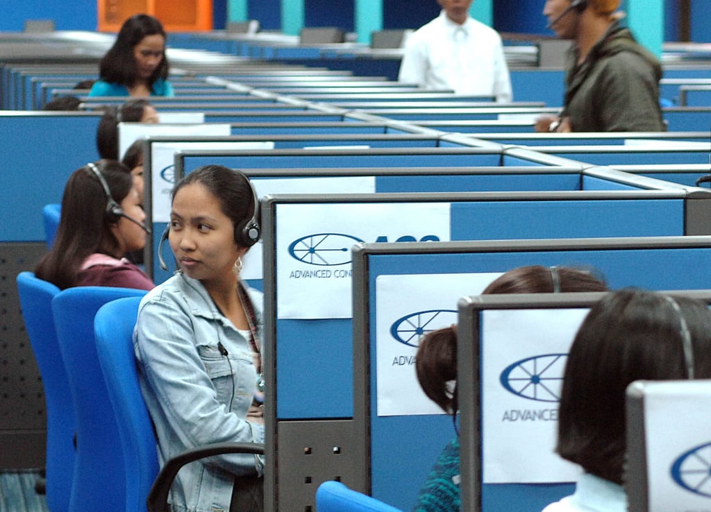 Filipino call centre workers at a business process outsourcing office in Manila. Photo: AFP