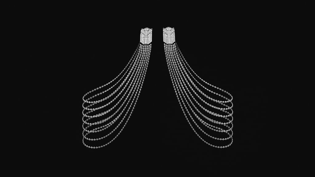 The Silhouette is made up of multiple diamond chains and can be worn in several different ways including choker, bracelets and shoulder brooches. Photo: Handout