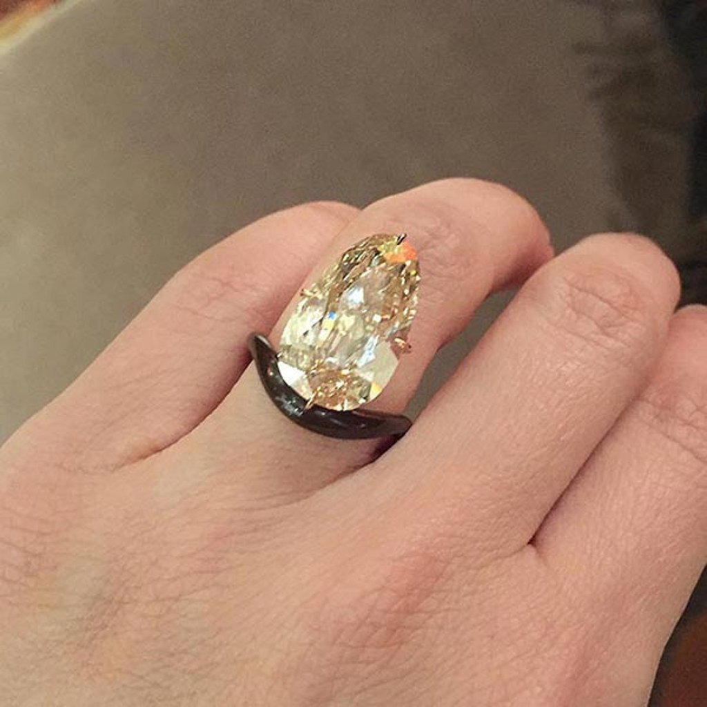 Scarlett Johansson’s engagement ring, featuring an 11-carat light brown diamond. Photo: Handout Scarlett Johansson’s engagement ring, featuring an 11-carat light brown diamond. Photo: Handout