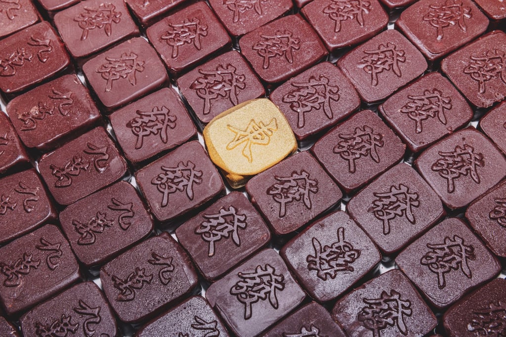 Unfinished tiles in the Conspiracy Chocolate’s set for the Year of the Horse. Photo: Jocelyn Tam Unfinished tiles in the Conspiracy Chocolate’s set for the Year of the Horse. Photo: Jocelyn Tam