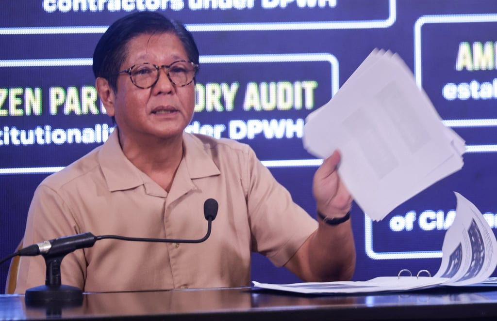 Philippine President Ferdinand Marcos Jnr delivers a report on government investigative efforts against corruption in Manila on November 13, 2025. Photo: EPA Philippine President Ferdinand Marcos Jnr delivers a report on government investigative efforts against corruption in Manila on November 13, 2025. Photo: EPA