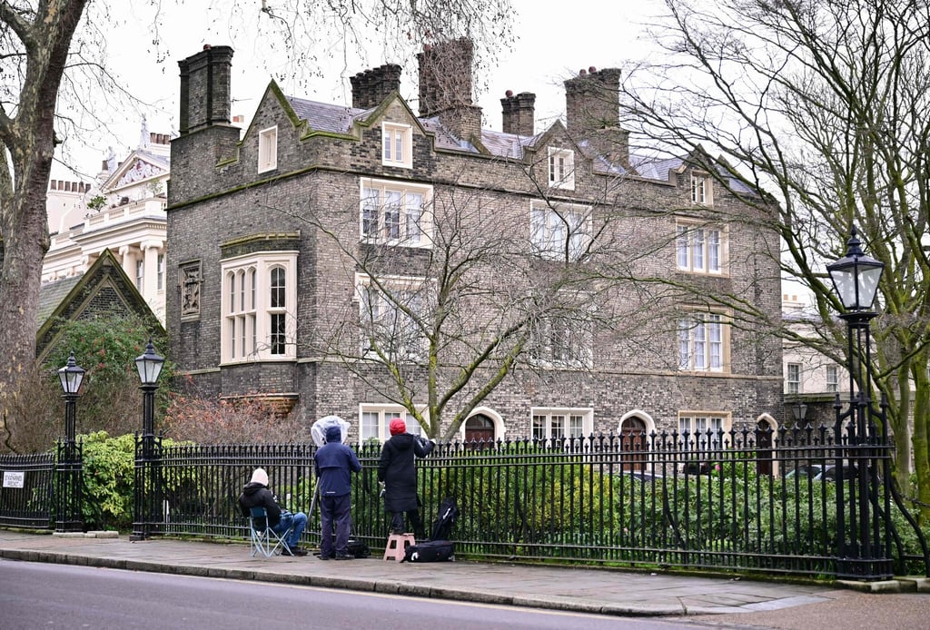 Members of the media camp outside the residence of former UK ambassador to the US Peter Mandelson in London. Photo: AFP