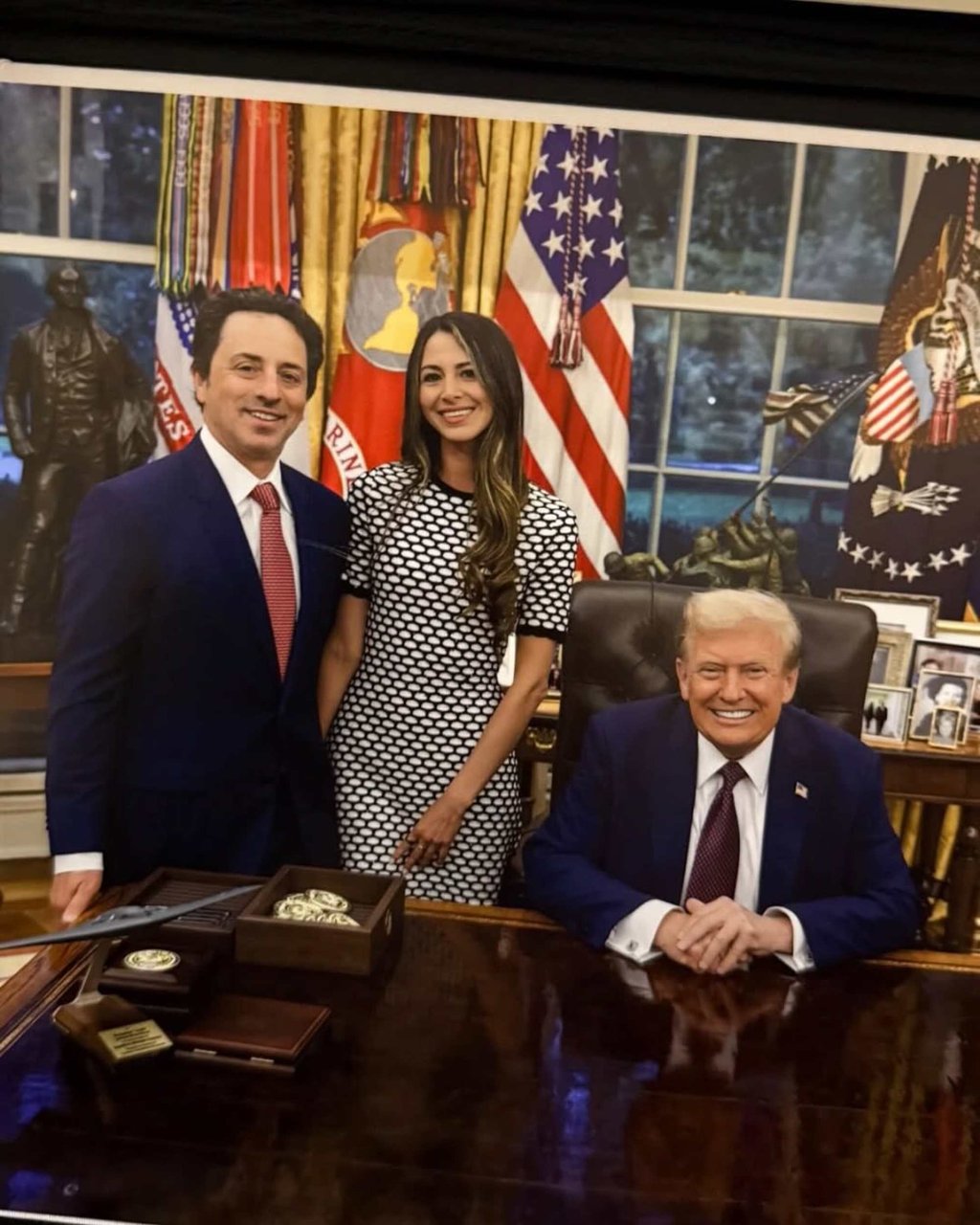 Sergey Brin, photographed with his girlfriend, Gerelyn Gilbert-Soto, and US President Donald Trump at the White House. Photo: @omggerelyn/Instagram