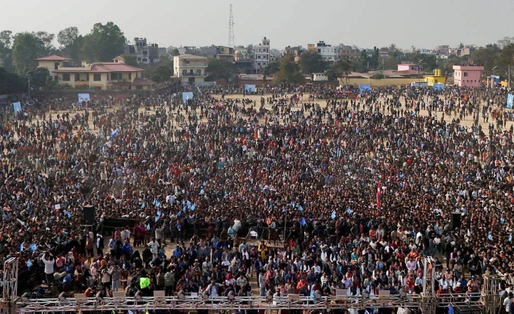 Balendra Shah’s supporters gather to wait for the former Kathmandu mayor, popularly known as “Balen”, during an election campaign in Janakpur on January 19. Photo: Reuters Balendra Shah’s supporters gather to wait for the former Kathmandu mayor, popularly known as “Balen”, during an election campaign in Janakpur on January 19. Photo: Reuters