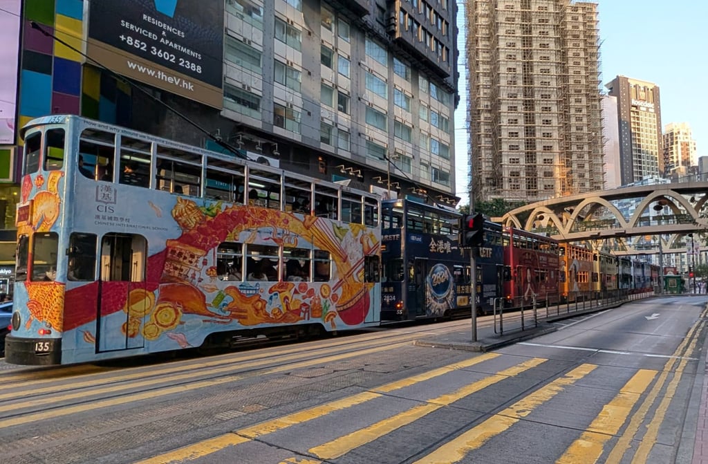 Trams bound for Eastern Hong Kong Island grind to a halt in Causeway Bay at about 5.30pm. Photo: Chieu Luu Trams bound for Eastern Hong Kong Island grind to a halt in Causeway Bay at about 5.30pm. Photo: Chieu Luu