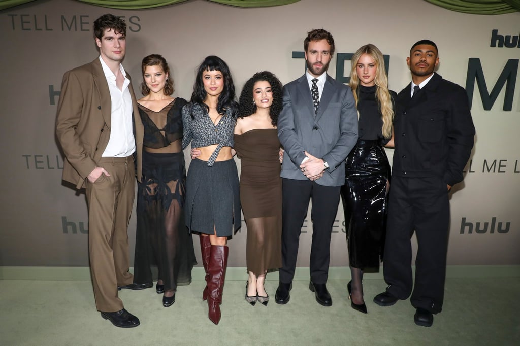 Actors Spencer House, Catherine Missal, Sonia Mena, Alicia Crowder, Jackson White, Grace Van Patten and Branden Cook at the special screening of Tell Me Lies season three in New York, in January. Photo: AP Actors Spencer House, Catherine Missal, Sonia Mena, Alicia Crowder, Jackson White, Grace Van Patten and Branden Cook at the special screening of Tell Me Lies season three in New York, in January. Photo: AP