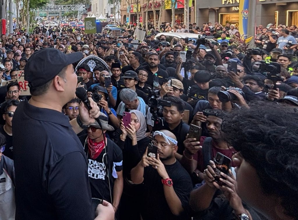 Rafizi Ramli addresses the crowd on Sunday. X/Rafizi Ramli