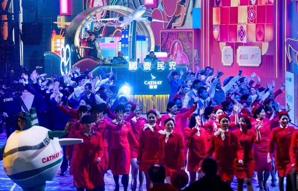 Cathay Pacific’s float marks the airline’s 80th anniversary. Photo: Jonathan Wong Cathay Pacific’s float marks the airline’s 80th anniversary. Photo: Jonathan Wong