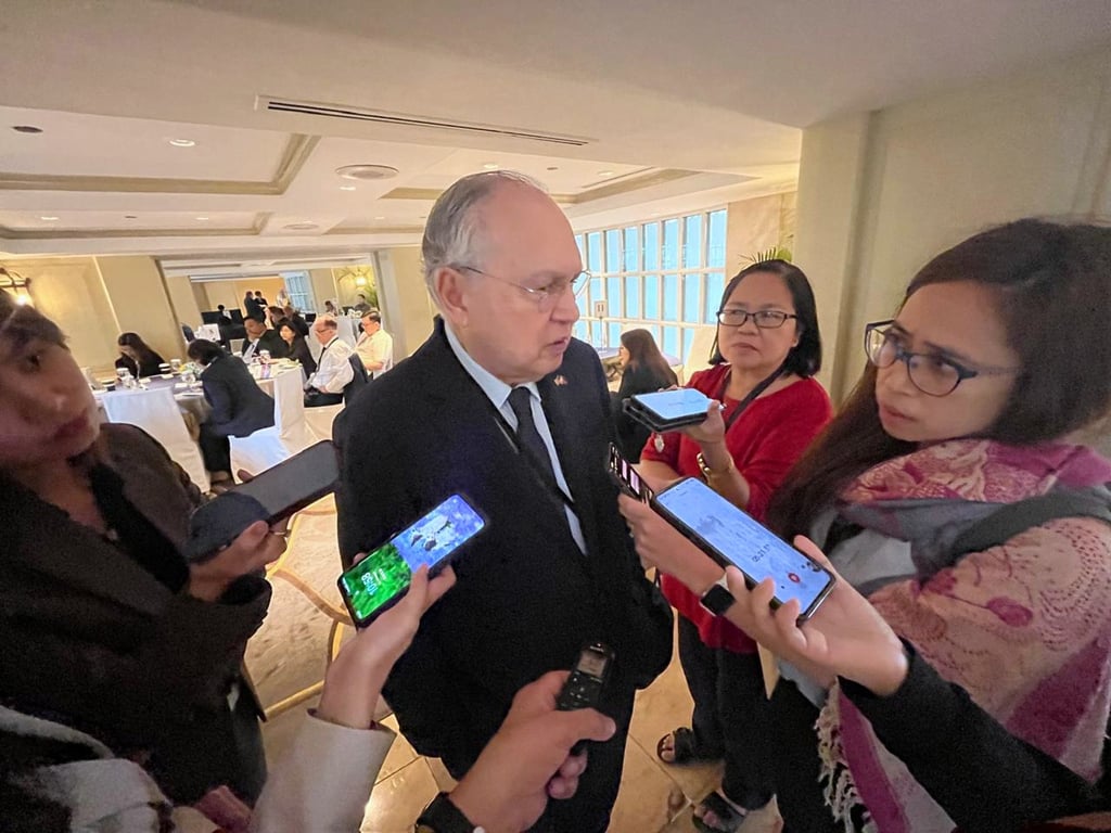 Philippine Ambassador to Washington Jose Manuel Romualdez answers questions from reporters in Manila on February 10. Photo: AP Philippine Ambassador to Washington Jose Manuel Romualdez answers questions from reporters in Manila on February 10. Photo: AP