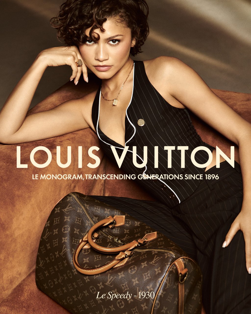 Zendaya poses with the iconic Speedy, first introduced by Louis Vuitton as the Express bag in the 1930s. Photo: Handout