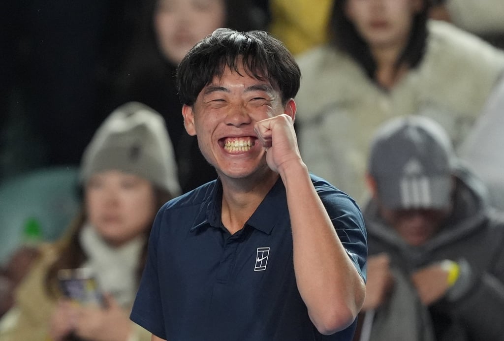Coleman Wong enjoys his Bank of China Hong Kong Tennis Open victory over Gabriel Diallo. Photo: Elson Li