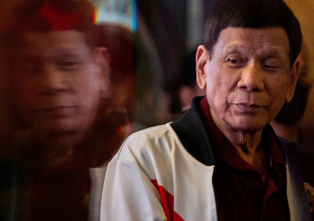 Former Philippine president Rodrigo Duterte delivers a speech ahead of the midterm elections on February 13, 2025. Photo: Reuters