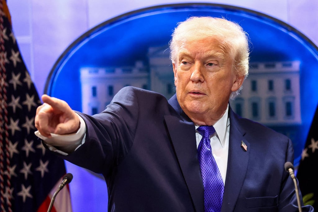 US President Donald Trump gestures as he holds a press briefing at the White House, following the Supreme Court’s ruling on his tariffs on Friday. Photo: Reuters