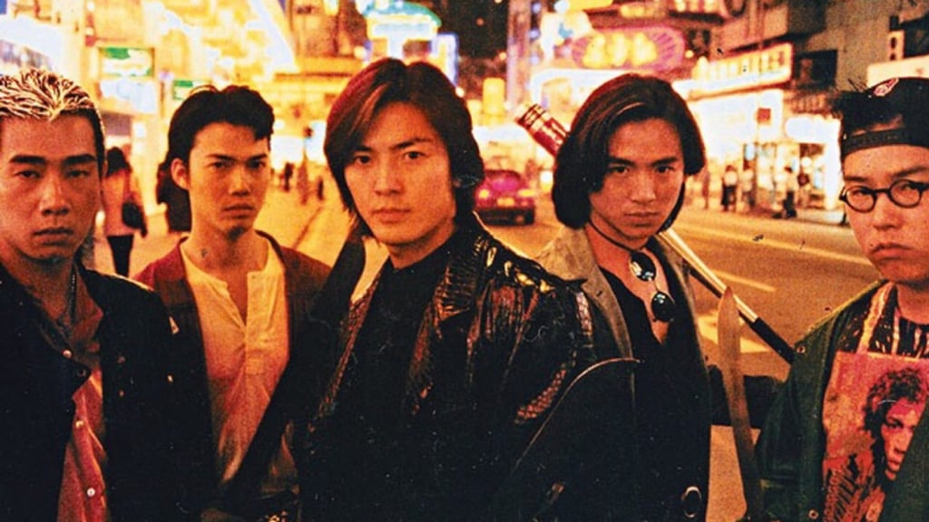 (From left) Jordan Chan, Michael Tse, Ekin Cheng Yee-kin, Jason Chu and Jerry Lamb Hiu-fung in a still from Young and Dangerous (1996).