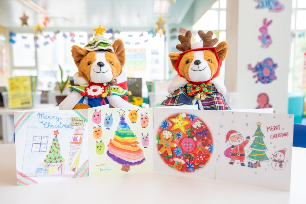 Shrewsbury International School Hong Kong students sold a plush toy of the school mascot and made Christmas cards to raise money for the charity. Photo: Handout
