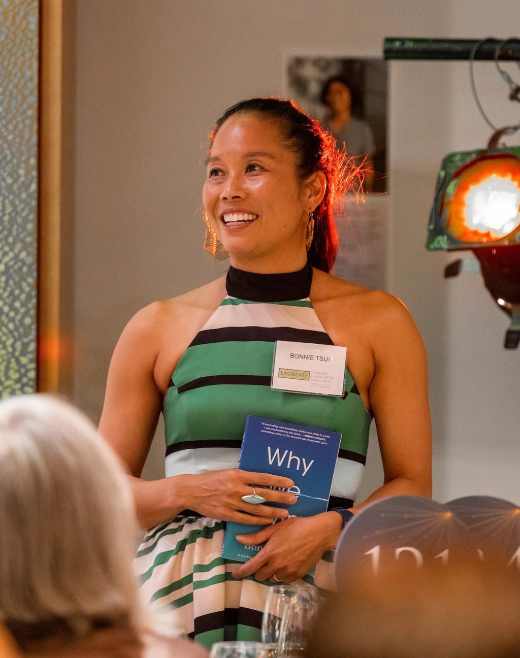 Bonnie Tsui with her book Why We Swim (2020), which explores the global history and personal allure of swimming. Photo: courtesy Bonnie Tsui Bonnie Tsui with her book Why We Swim (2020), which explores the global history and personal allure of swimming. Photo: courtesy Bonnie Tsui