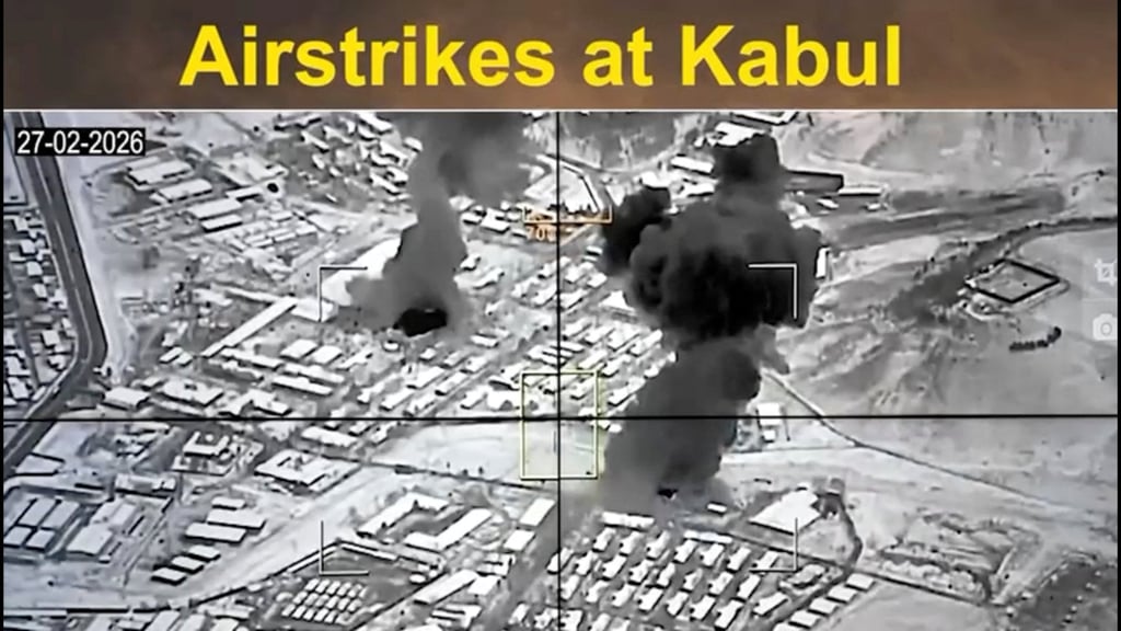 Smoke rises following what Pakistani and Taliban officials say are Pakistani strikes in Kabul in this still image taken from video released on Friday. Photo: Pakistani security forces/Reuters
