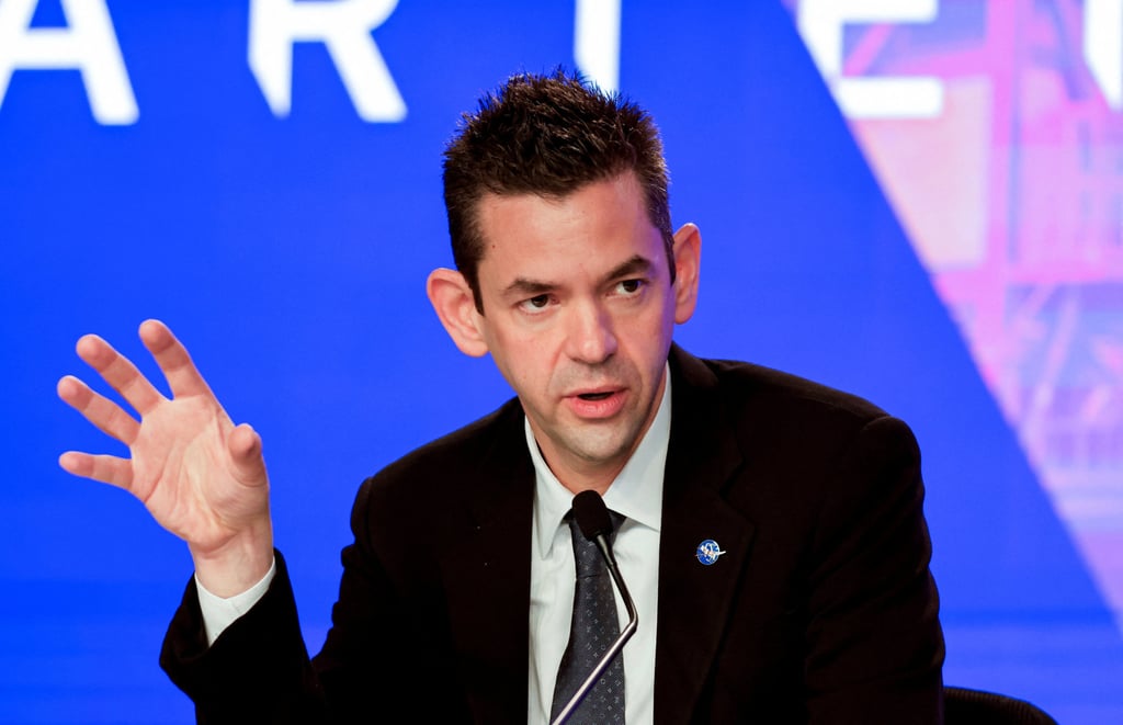 Nasa Administrator Jared Isaacman speaks about the Artemis programme at the Kennedy Space Centre in Florida on Friday. Photo: Reuters Nasa Administrator Jared Isaacman speaks about the Artemis programme at the Kennedy Space Centre in Florida on Friday. Photo: Reuters