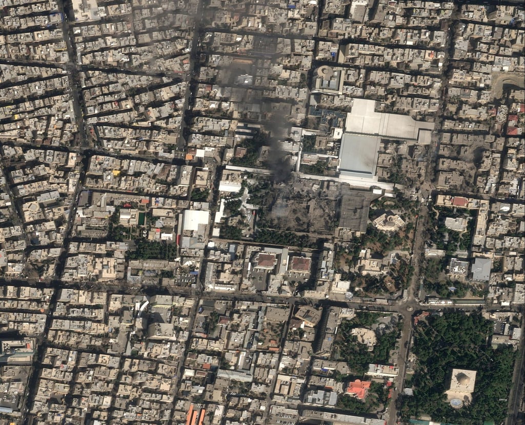 A satellite image shows black smoke rising and heavy damage at Iranian Supreme leader Ali Khamenei’s compound, following strikes. Photo: Pleiades Neo (c) Airbus DS 2026 via Reuters A satellite image shows black smoke rising and heavy damage at Iranian Supreme leader Ali Khamenei’s compound, following strikes. Photo: Pleiades Neo (c) Airbus DS 2026 via Reuters