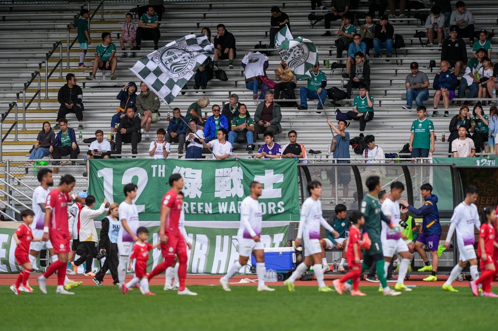 Tai Po fans cheer as players walk onto the pitch for their side’s game against Southern. Photo: Eugene Lee