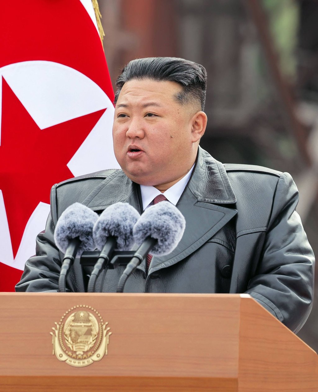 North Korean leader Kim Jong-un delivers a speech on Sunday. Photo: KCNA/KNS/AFP