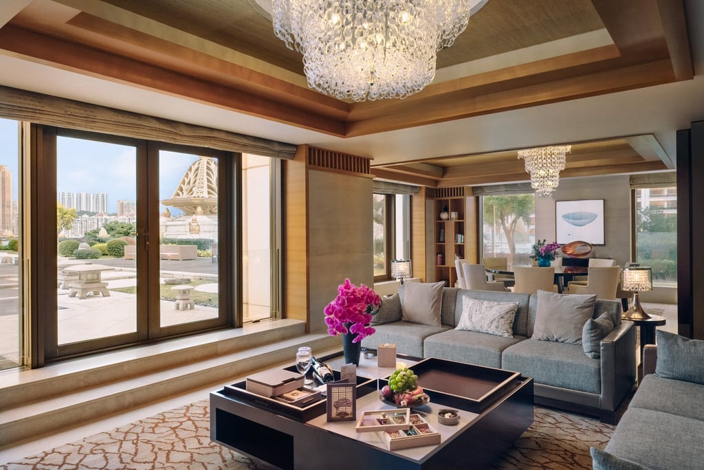The living room of the Imperial Suite at Hotel Okura Macau. Photo: Handout The living room of the Imperial Suite at Hotel Okura Macau. Photo: Handout