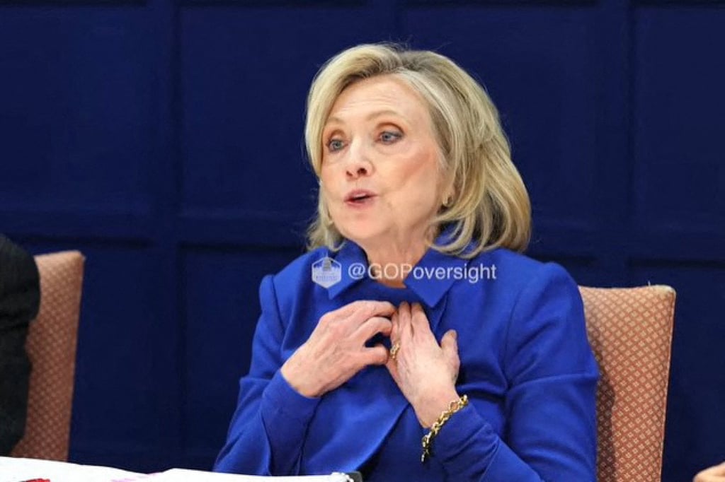 Hillary Clinton during her deposition. Photo: House Oversight Committee via AFP Hillary Clinton during her deposition. Photo: House Oversight Committee via AFP