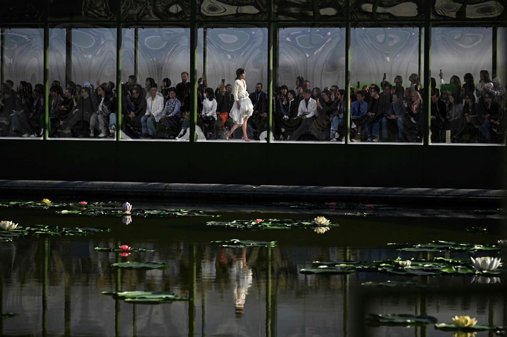 The Dior show was held in a glass box in the Tuileries Garden in the heart of Paris. Photo: AFP