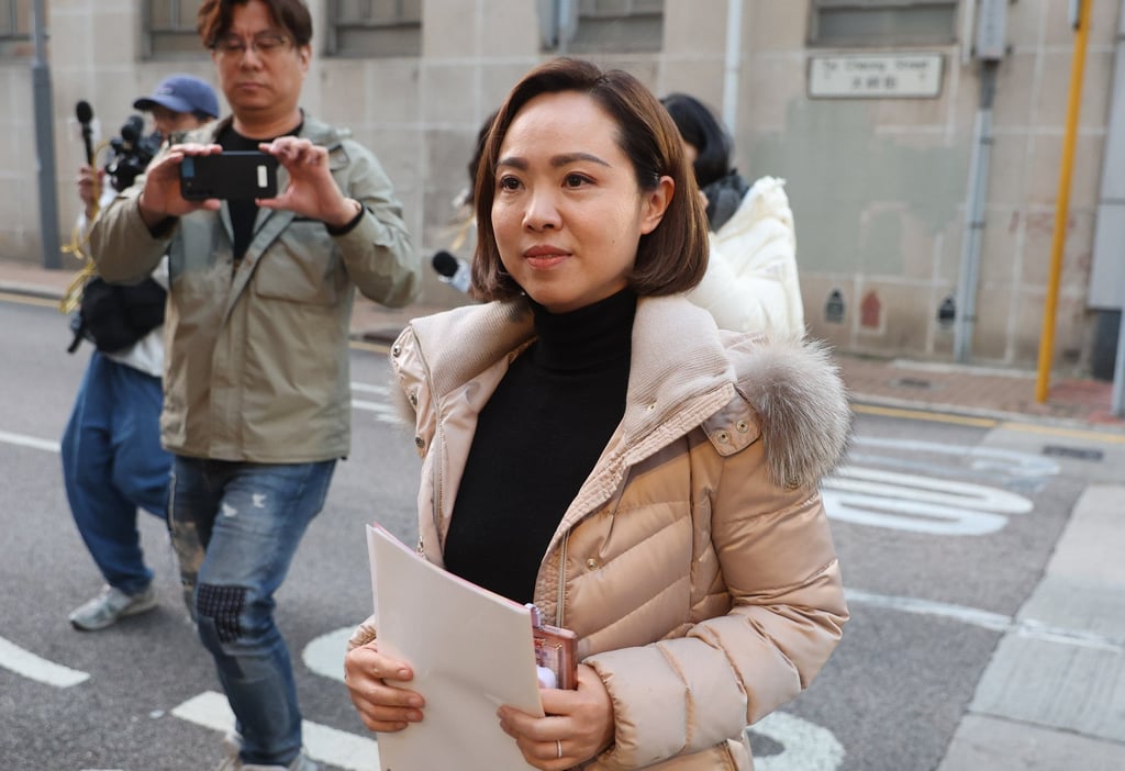 Judy Chan leaves Traffic Police Hong Kong Island after giving a statement on January 24. Photo Edmond So