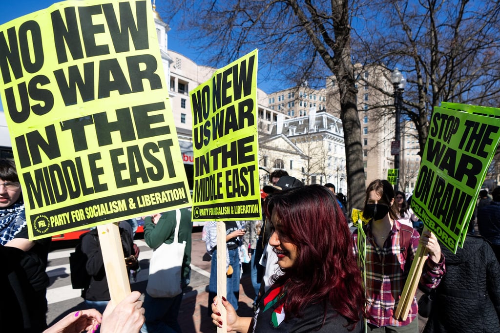 Protesters rally outside the White House against US strikes on Iran on February 28. Photo: TNS