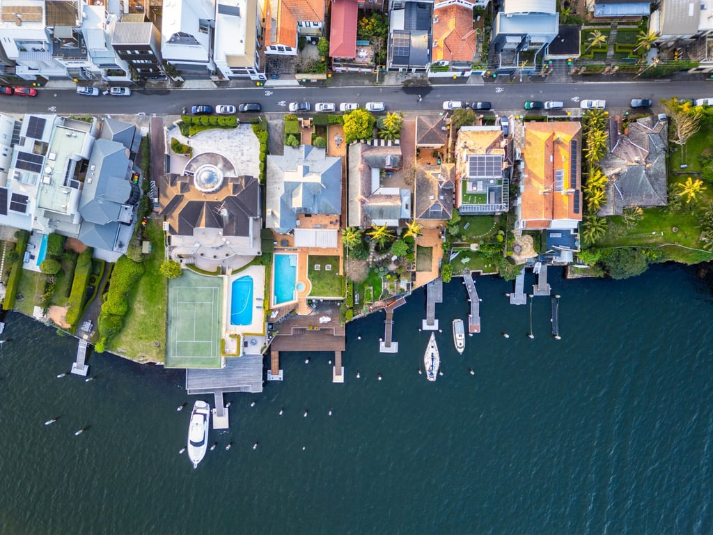 A top down view of houses in Sydney’s Birchgrove area. Photo: Getty Images