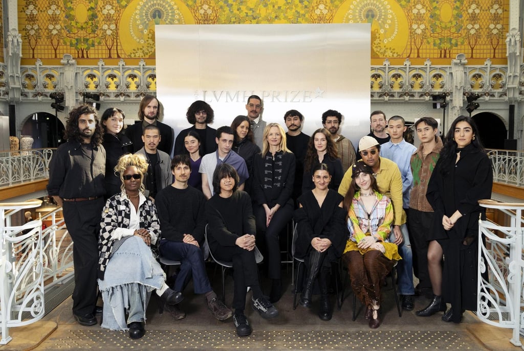 Delphine Arnault (centre) with the 2026 LVMH Prize semi-finalists, including Hong Kong’s Kinyan Lam. Photo: Handout