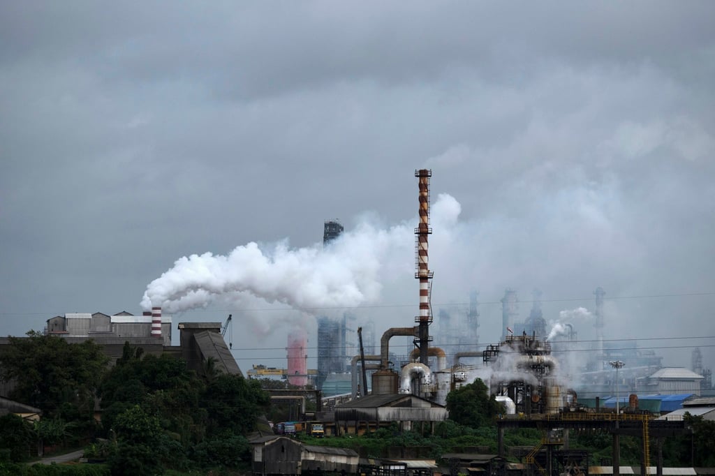 Steam emits from a crude oil refinery in Kochi in India’s Kerala state. File photo: AP
