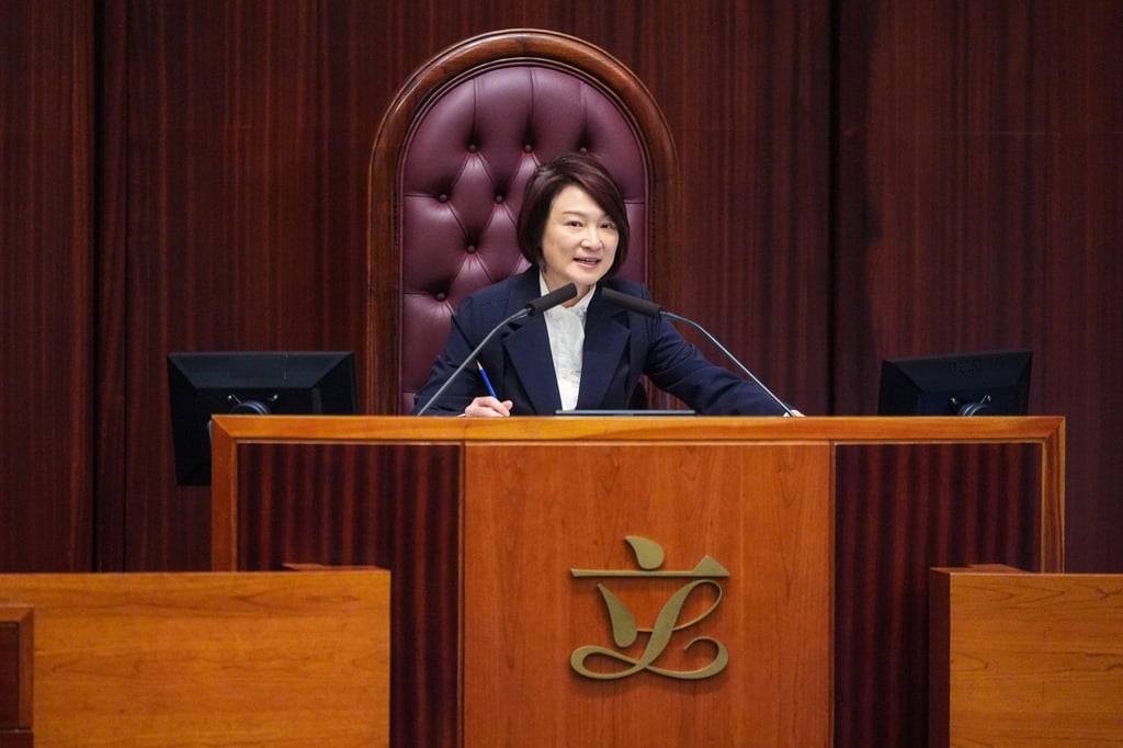 Legco president Starry Lee has highlighted the legislature’s efforts to support the national 15th five-year plan. Photo: Eugene Lee