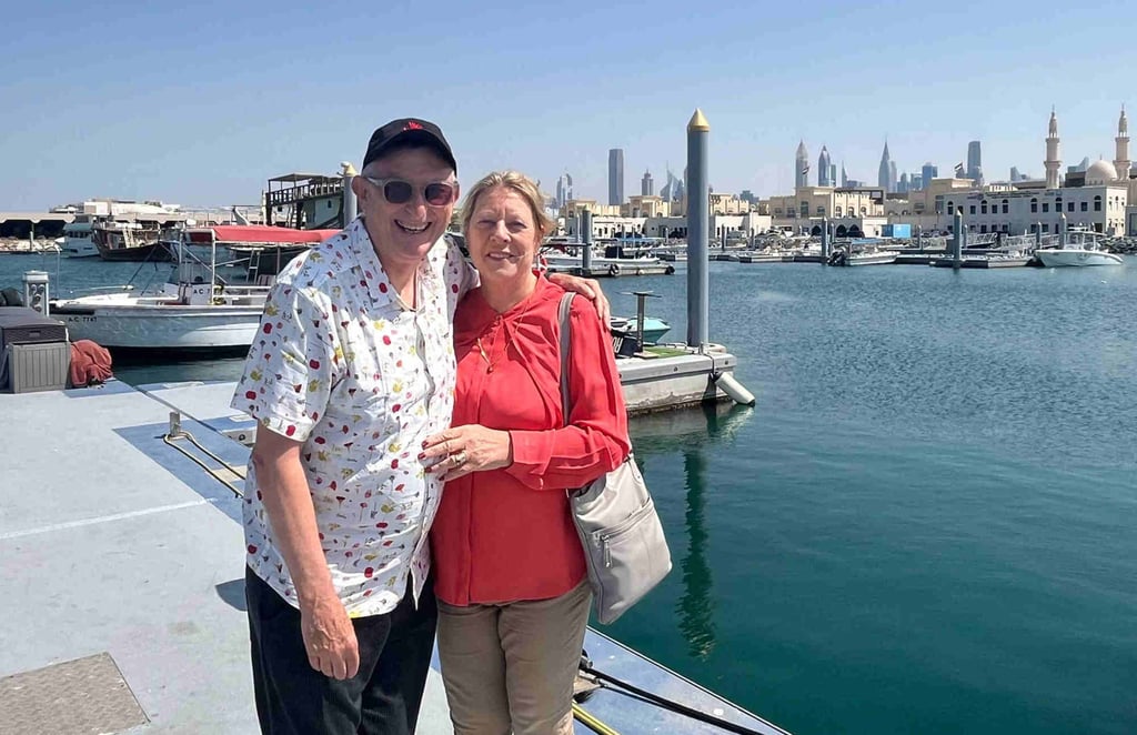 John Snelgrove and his wife, Sandra, in Dubai. Photo: Handout John Snelgrove and his wife, Sandra, in Dubai. Photo: Handout