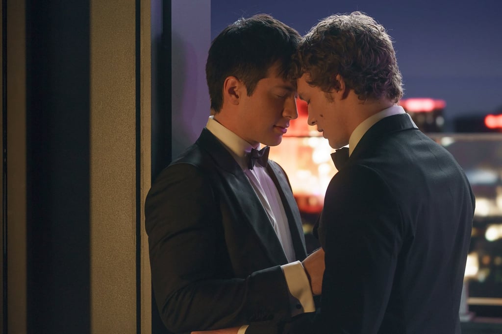 Hudson Williams (left) stars as Shane Hollander and Connor Storrie as Ilya Rozanov in “Heated Rivalry”. Photo: HBO Max via TNS