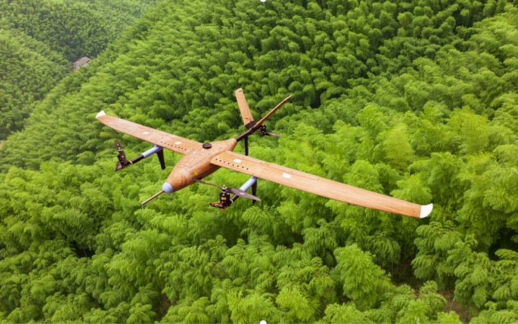 The bamboo-based unmanned aerial vehicle’s maiden flight took place in February, researchers said. Photo: Xinhua