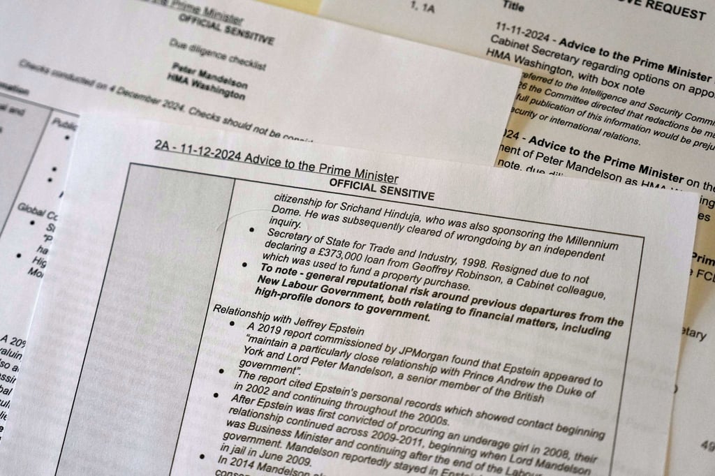 A print out copy of the documents released by the British government are photographed in London on Wednesday. Photo: AP A print out copy of the documents released by the British government are photographed in London on Wednesday. Photo: AP
