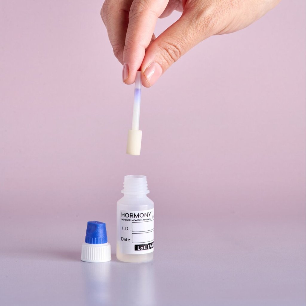 Hormony’s rapid salivary test kit measures a woman’s cortisol levels. Photo: Hormony