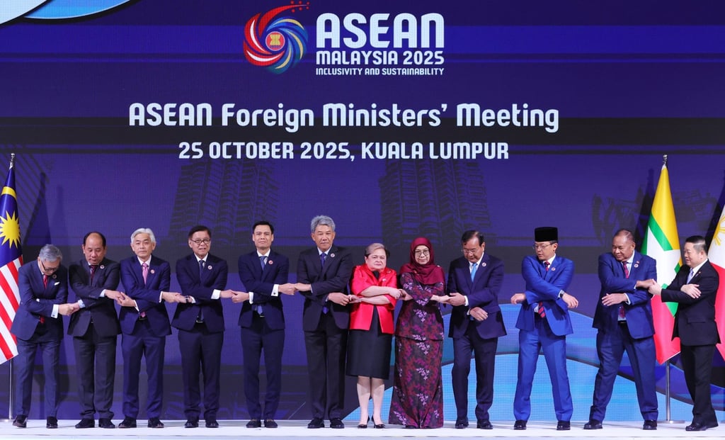 Asean foreign ministers join hands for a photo during a summit in Kuala Lumpur on October 25, 2025. Photo: EPA Asean foreign ministers join hands for a photo during a summit in Kuala Lumpur on October 25, 2025. Photo: EPA