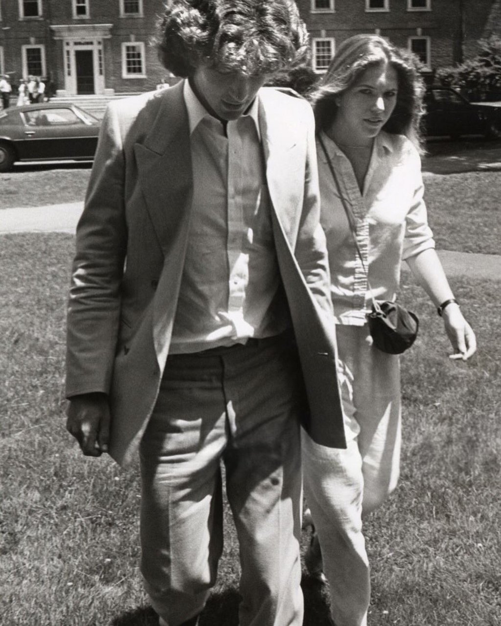 John F. Kennedy Jr at his graduation from Phillips Academy with Jenny Christian, in 1979. Photo: @jfkjrpage/Instagram