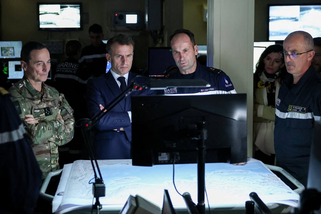 French President Emmanuel Macron visiting the bridge of the French aircraft carrier Charles de Gaulle earlier this month. Photo: Reuters French President Emmanuel Macron visiting the bridge of the French aircraft carrier Charles de Gaulle earlier this month. Photo: Reuters