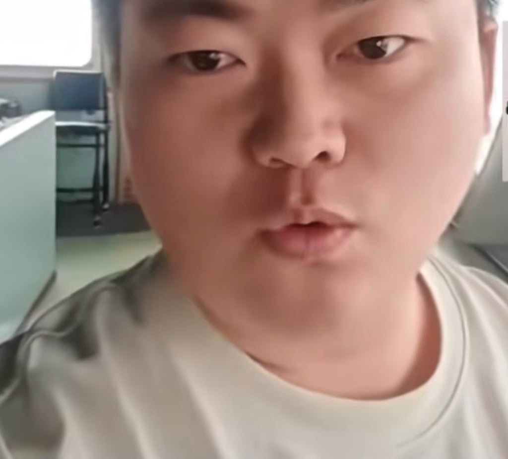 Commercial seaman Liu Yiwen pictured on board his stranded ship. Photo: Douyin